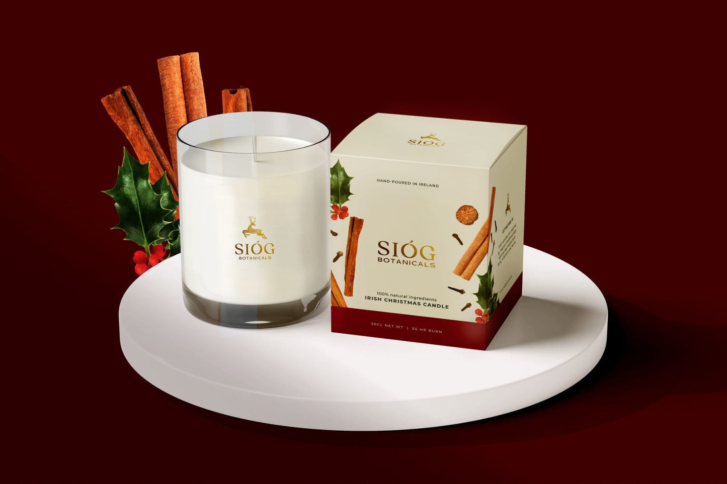 SIÓG Botanicals Irish Christmas Candle - 50 HR Burn Time