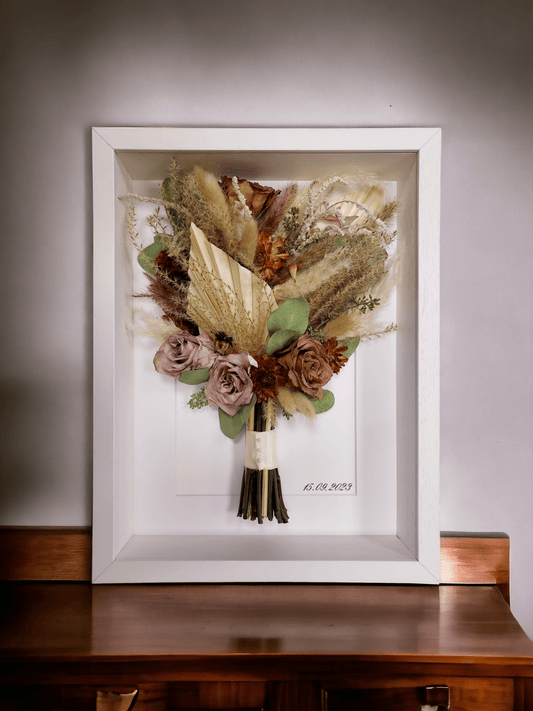 SIÓG Botanicals Traditional bouquet with stems & buttonhole 3D Flower Art: 45cm x 55cm