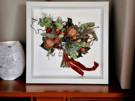 SIÓG Botanicals Traditional bouquet with stems & buttonhole 3D Flower Art: 47cm x 47cm