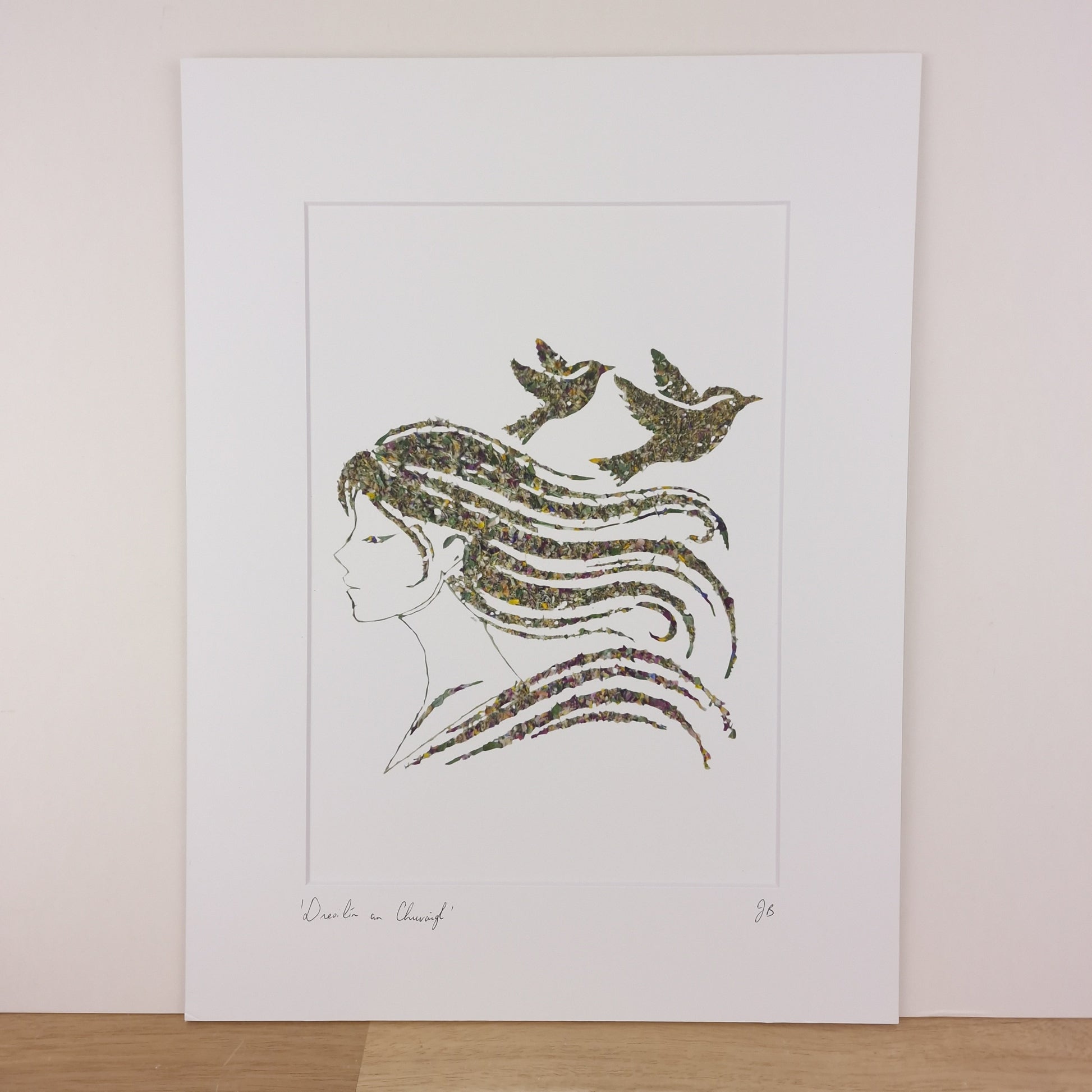 SIÓG Botanicals Product 12" x 16" Mounted Print 'Dreoilín an Churraigh' Curragh Wren Art Print