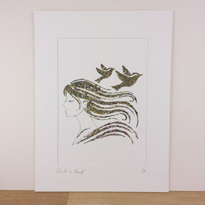 SIÓG Botanicals Product 12" x 16" Mounted Print 'Dreoilín an Churraigh' Curragh Wren Art Print