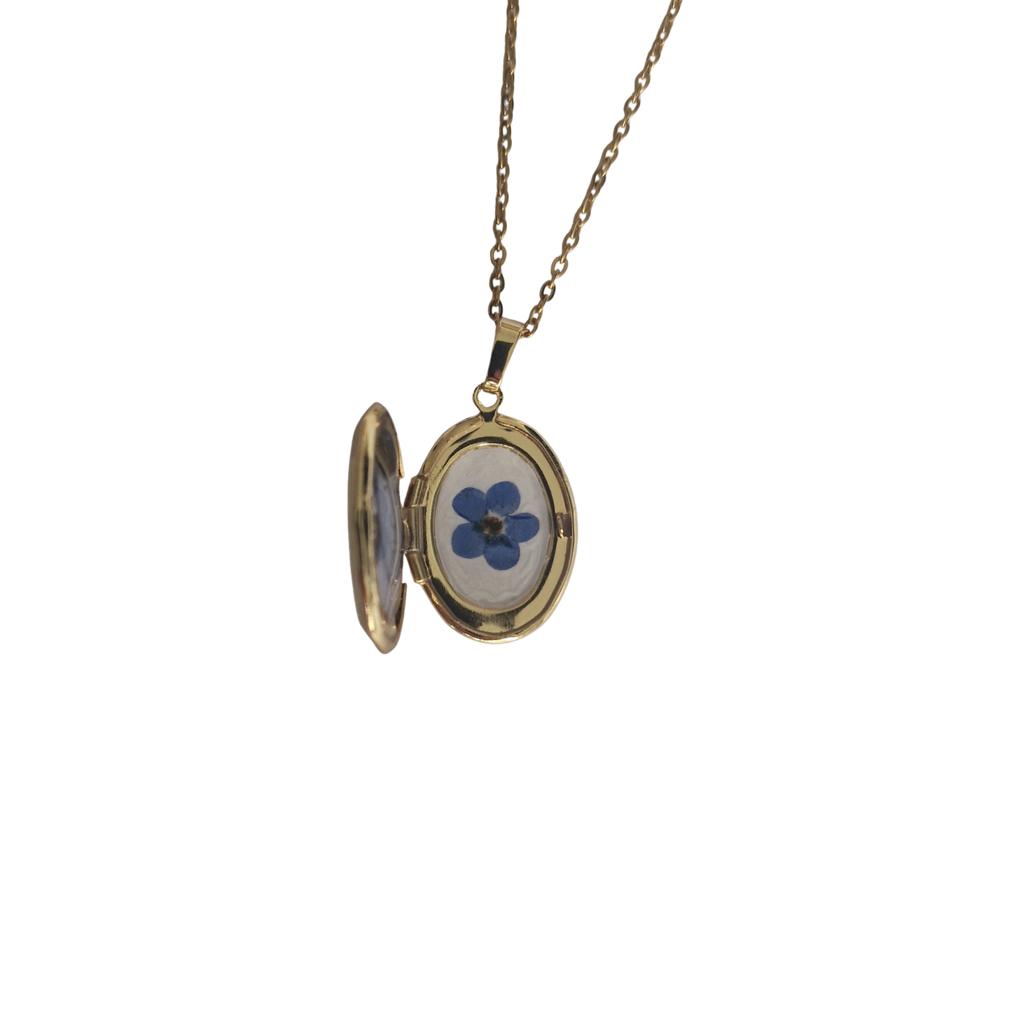 SIÓG Botanicals 18ct yellow gold vermeil The Memorial Locket – Custom Photo & Real Irish Forget-Me-Not