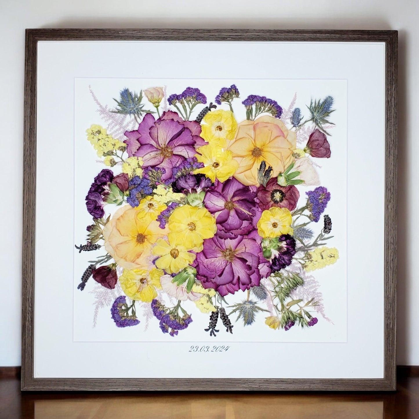 SIÓG Botanicals 20" x 20" (50cm x 50cm) / Walnut Veneer / Traditional (No spacing between flowers) The Eternal Elegance Experience