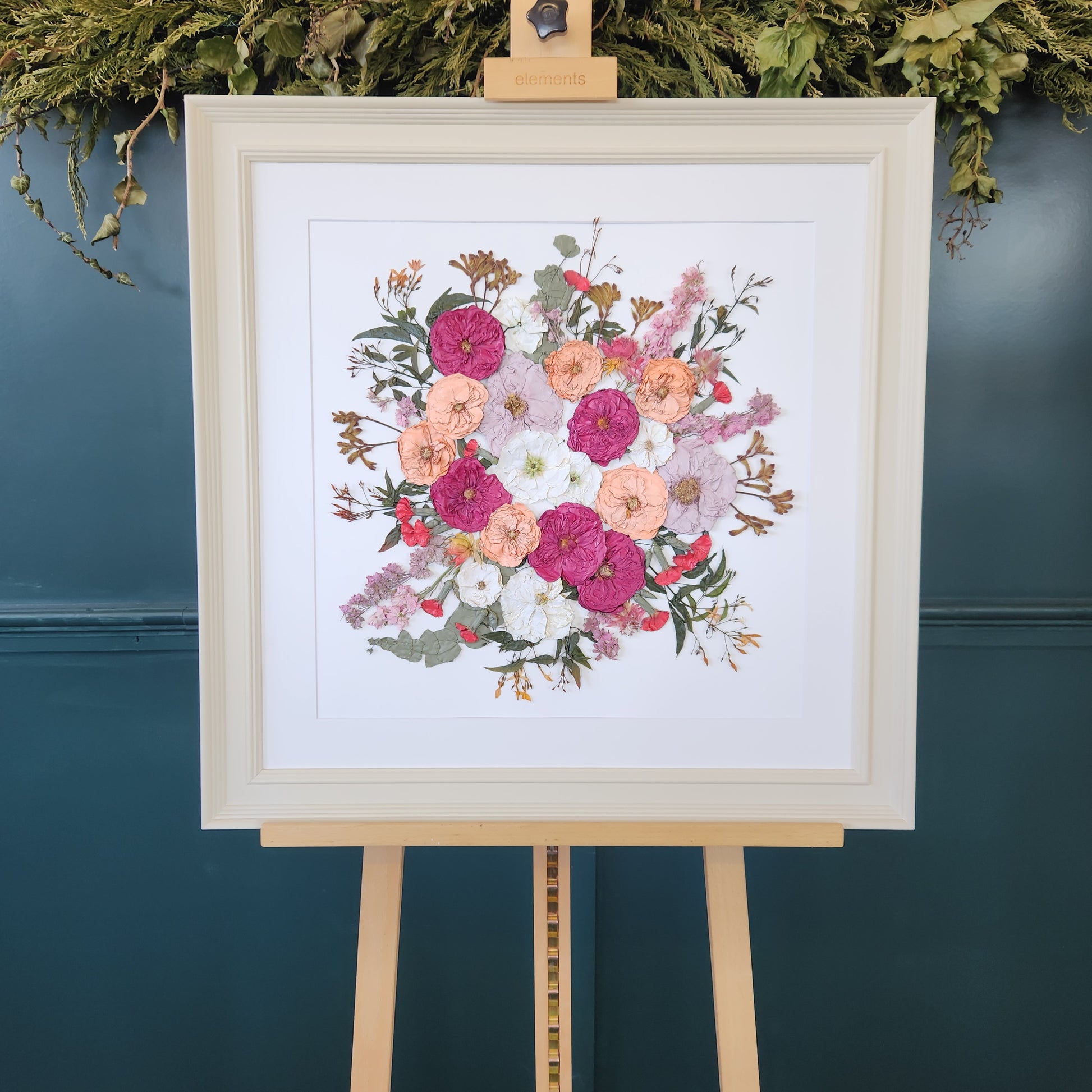 SIÓG Botanicals Antique Cream Frame/ Ivory €710 (€460 after deposit) Eternal Elegance Pressed (24" x 24" / 60cm x 60cm)