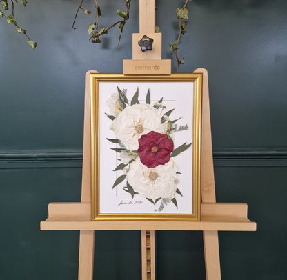 SIÓG Botanicals Gold Frame/ Ivory Pressed Floral Keepsake (12" x 16" / 30cm x 40cm)