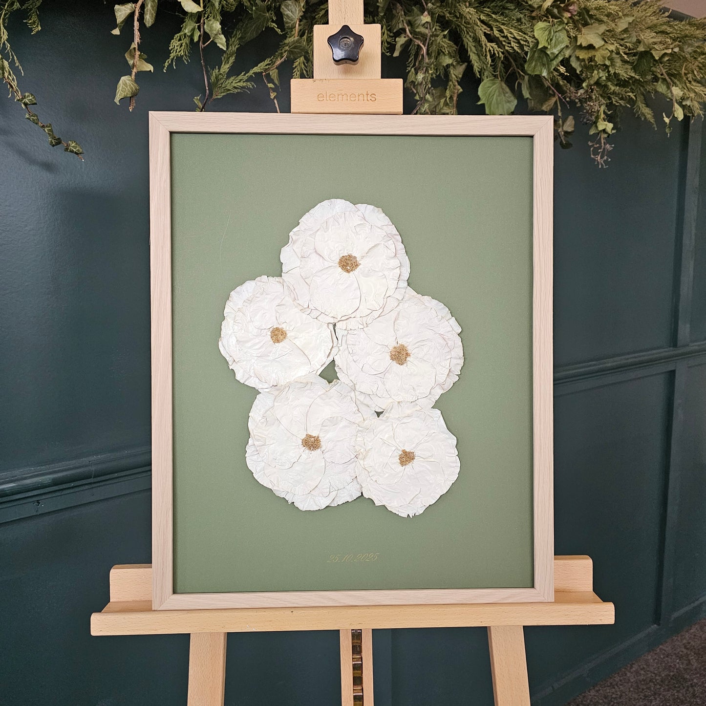 SIÓG Botanicals Oak Frame/ Green Signature Pressed Wedding Bouquet (16"x20" / 40cm x 50cm)