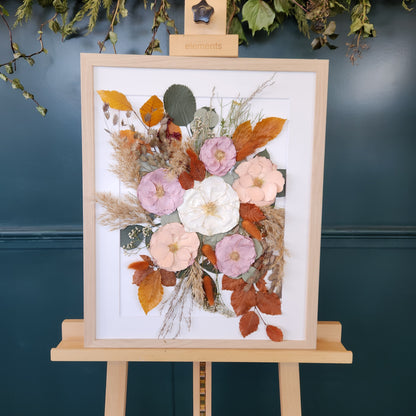 SIÓG Botanicals Oak Frame/ Ivory Signature Pressed Wedding Bouquet (16"x20" / 40cm x 50cm)