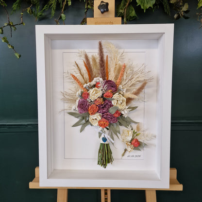SIÓG Botanicals Signature Wedding Bouquet Preservation in 3D Shadow Box (16"x 21" / 40cm x 50cm)