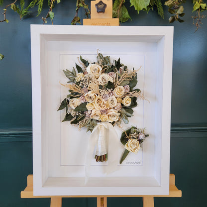 SIÓG Botanicals Signature Wedding Bouquet Preservation in 3D Shadow Box (16"x 21" / 40cm x 50cm)