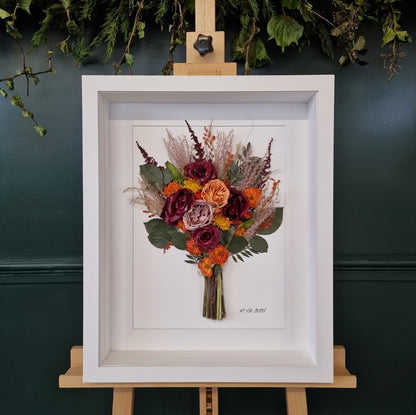 SIÓG Botanicals Signature Wedding Bouquet Preservation in 3D Shadow Box (16"x 21" / 40cm x 50cm)