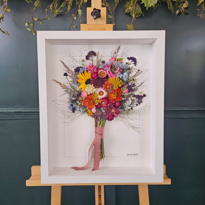 SIÓG Botanicals Signature Wedding Bouquet Preservation in 3D Shadow Box (16"x 21" / 40cm x 50cm)