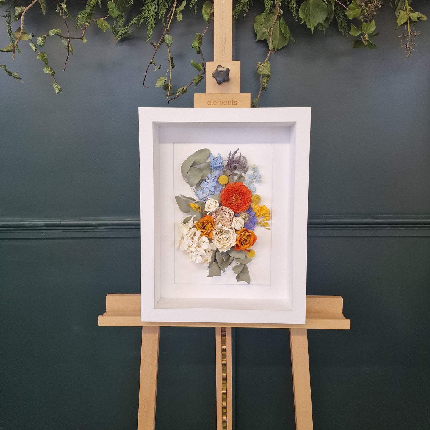 SIÓG Botanicals White Frame/ Ivory 3D Floral Keepsake (12" x 16" / 30cm x 40cm)