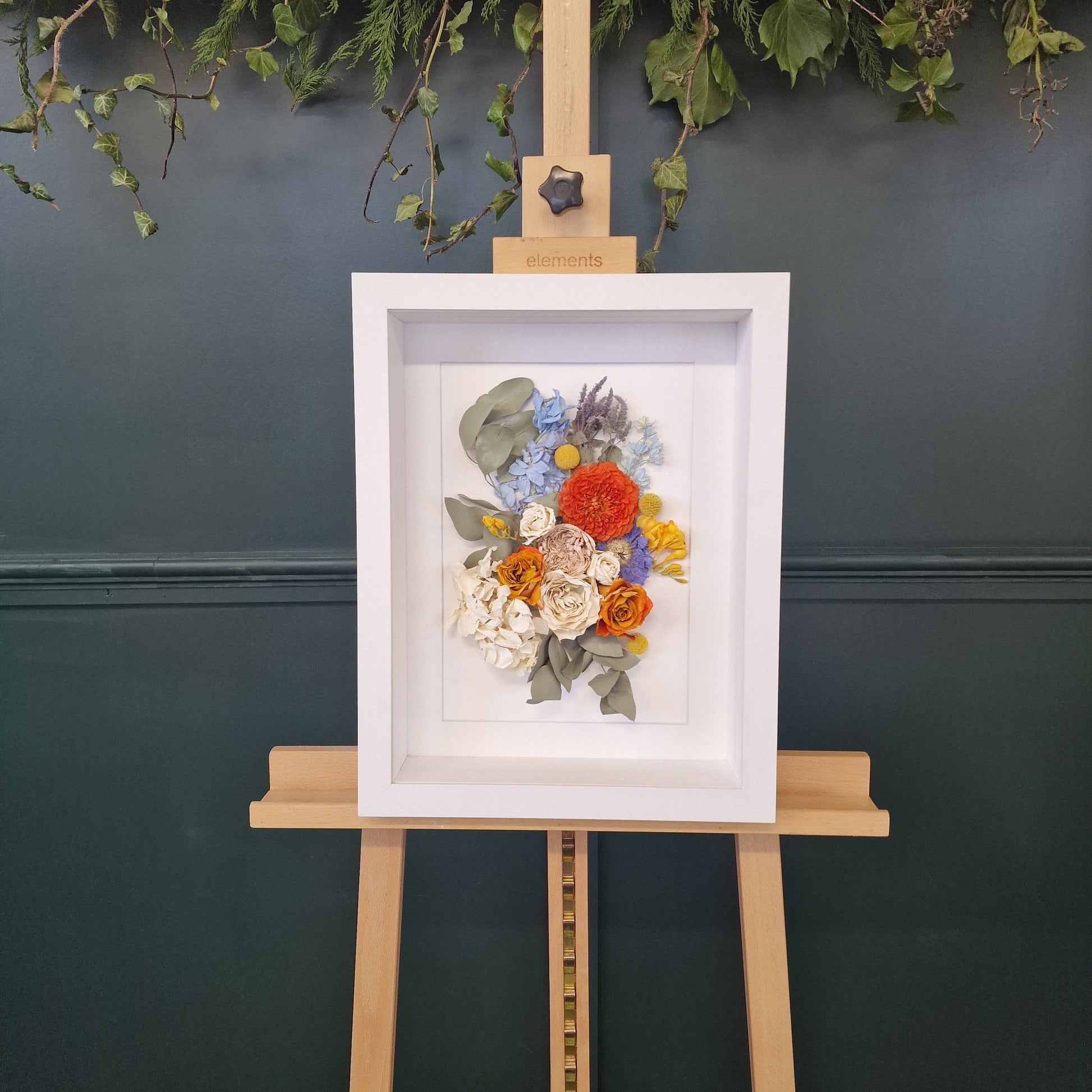 SIÓG Botanicals White Frame/ Ivory 3D Floral Keepsake (12" x 16" / 30cm x 40cm)