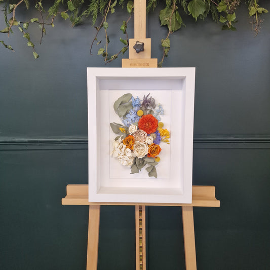 SIÓG Botanicals White Frame/ Ivory 3D Floral Keepsake (12" x 16" / 30cm x 40cm)