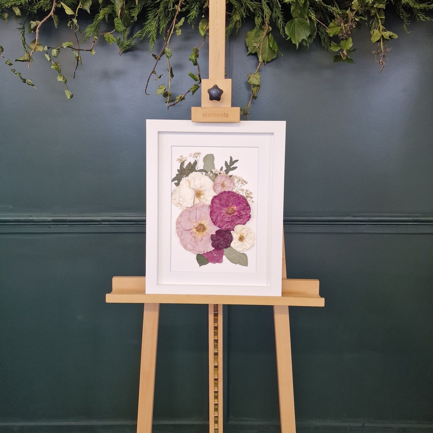 SIÓG Botanicals White Frame/ Ivory Pressed Floral Keepsake (12" x 16" / 30cm x 40cm)